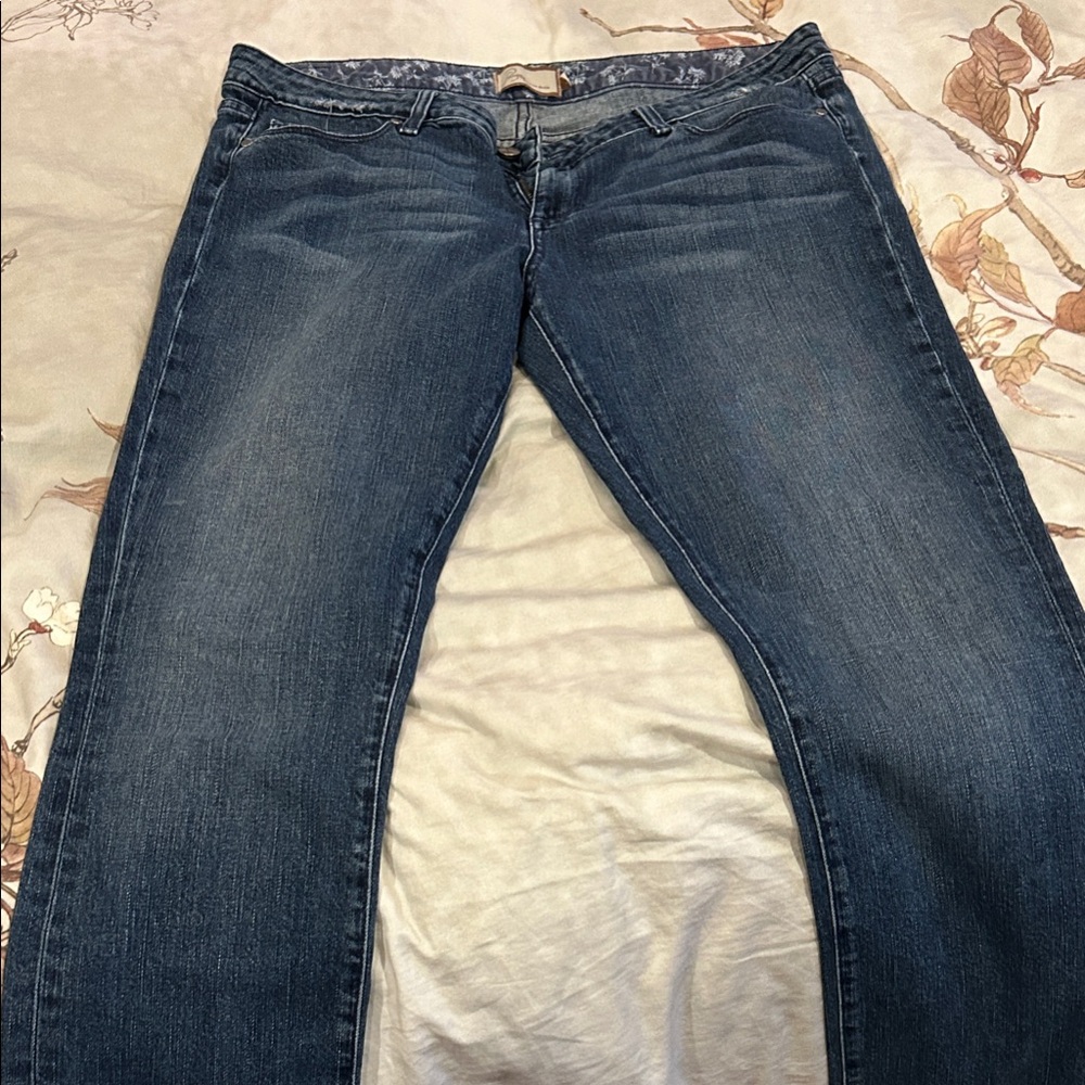 PAIGE Dark Blue Straight Leg Jeans